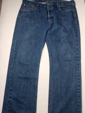 Levi's 501 Blue Denim Jeans with Tan Leather Patch